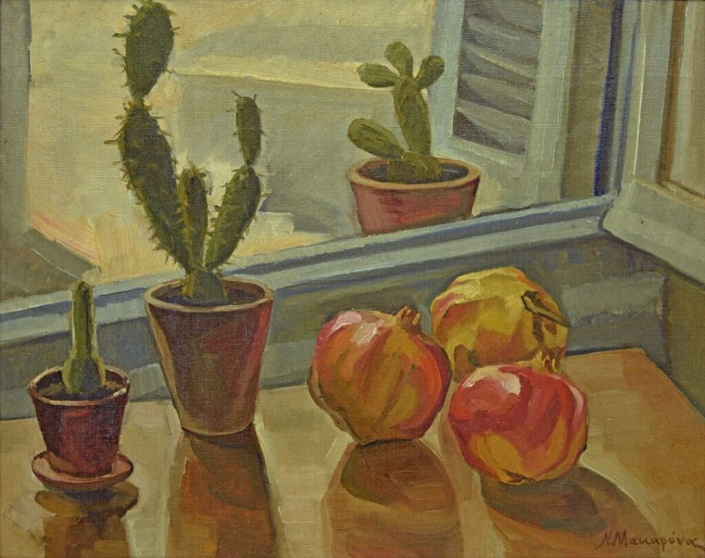 Nitsa Makarona (1902 - 1982), Bodegón, óleo, 40Χ50 cm.